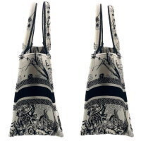Christian Dior Book Tote Toile de Jouy Zodiac Small Handbag White Black KJ - Picture 4 of 11